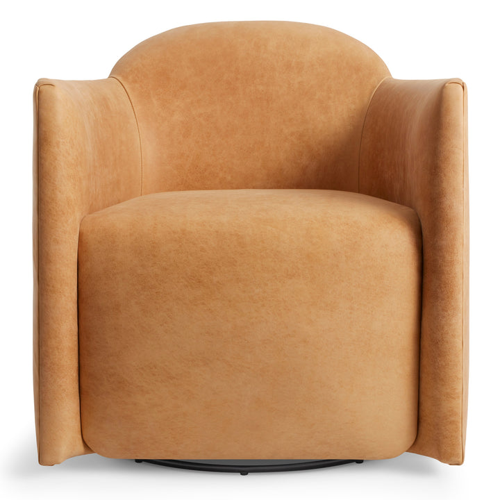 blu dot about face swivel lounge chair camel leather